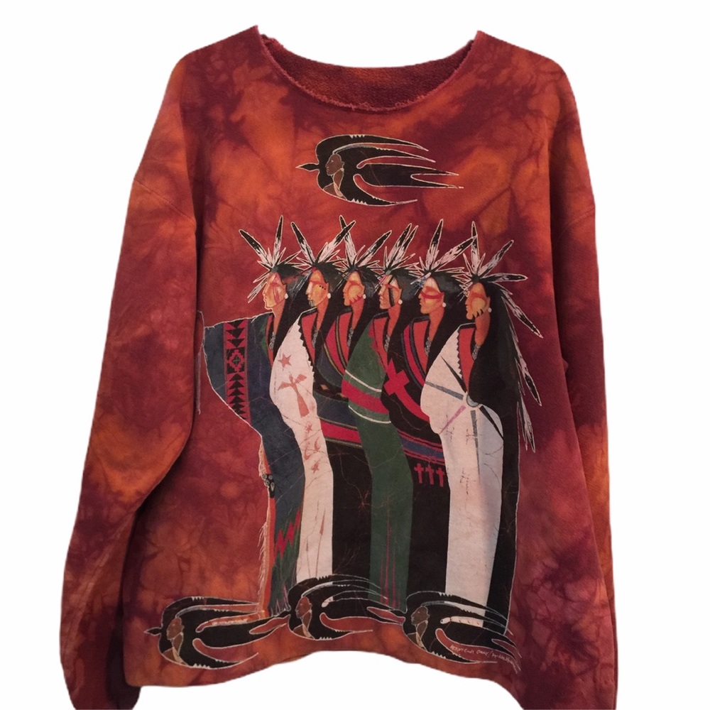 Vintage cropped graphic crew Indian sweatshirt
